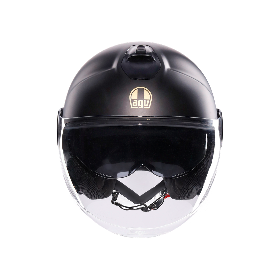 ETERES PONZA MATT BLACK/GOLD - MOTORBIKE OPEN FACE HELMET E2206