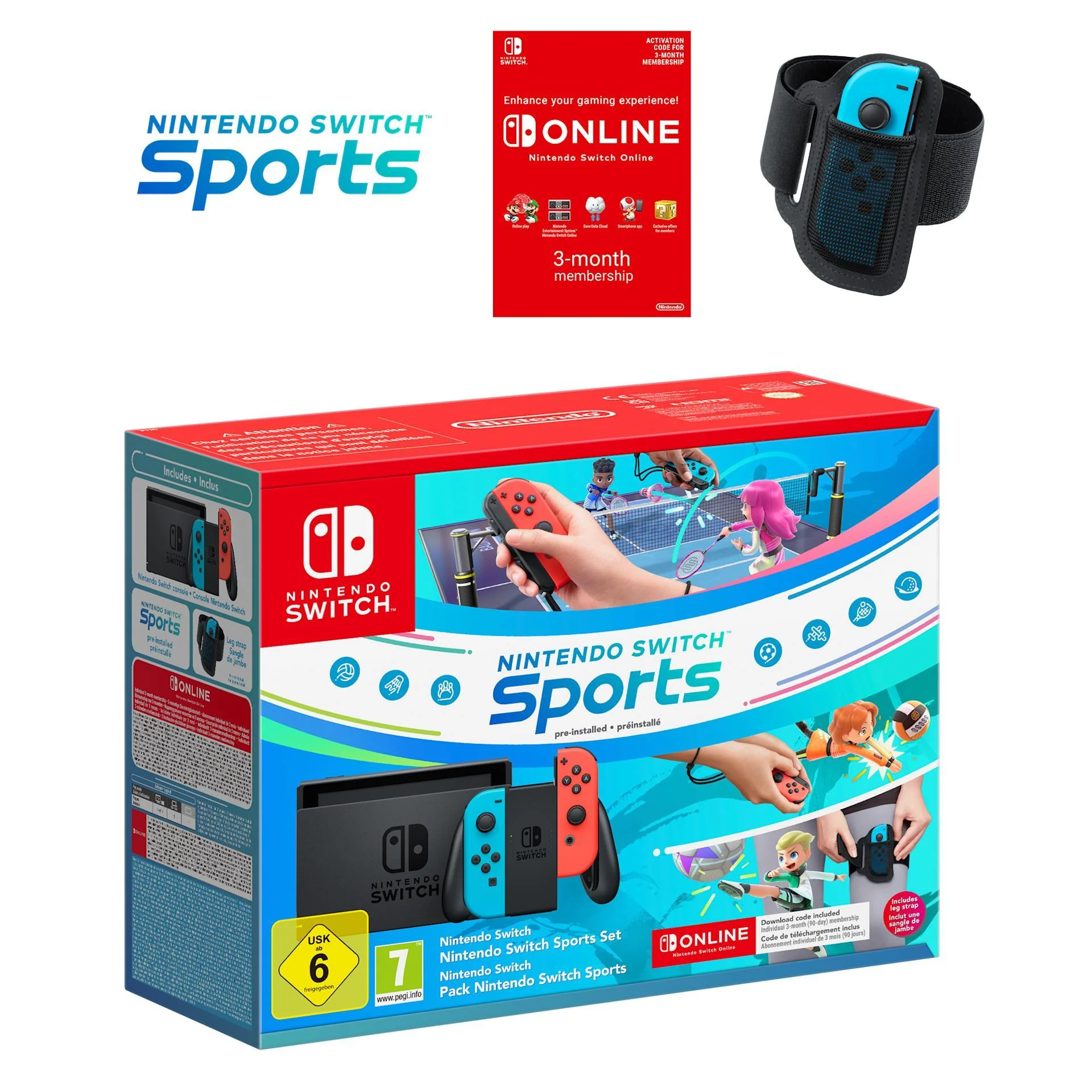 Nintendo Switch Console - Neon Blå/Rød + Nintendo Switch Sports