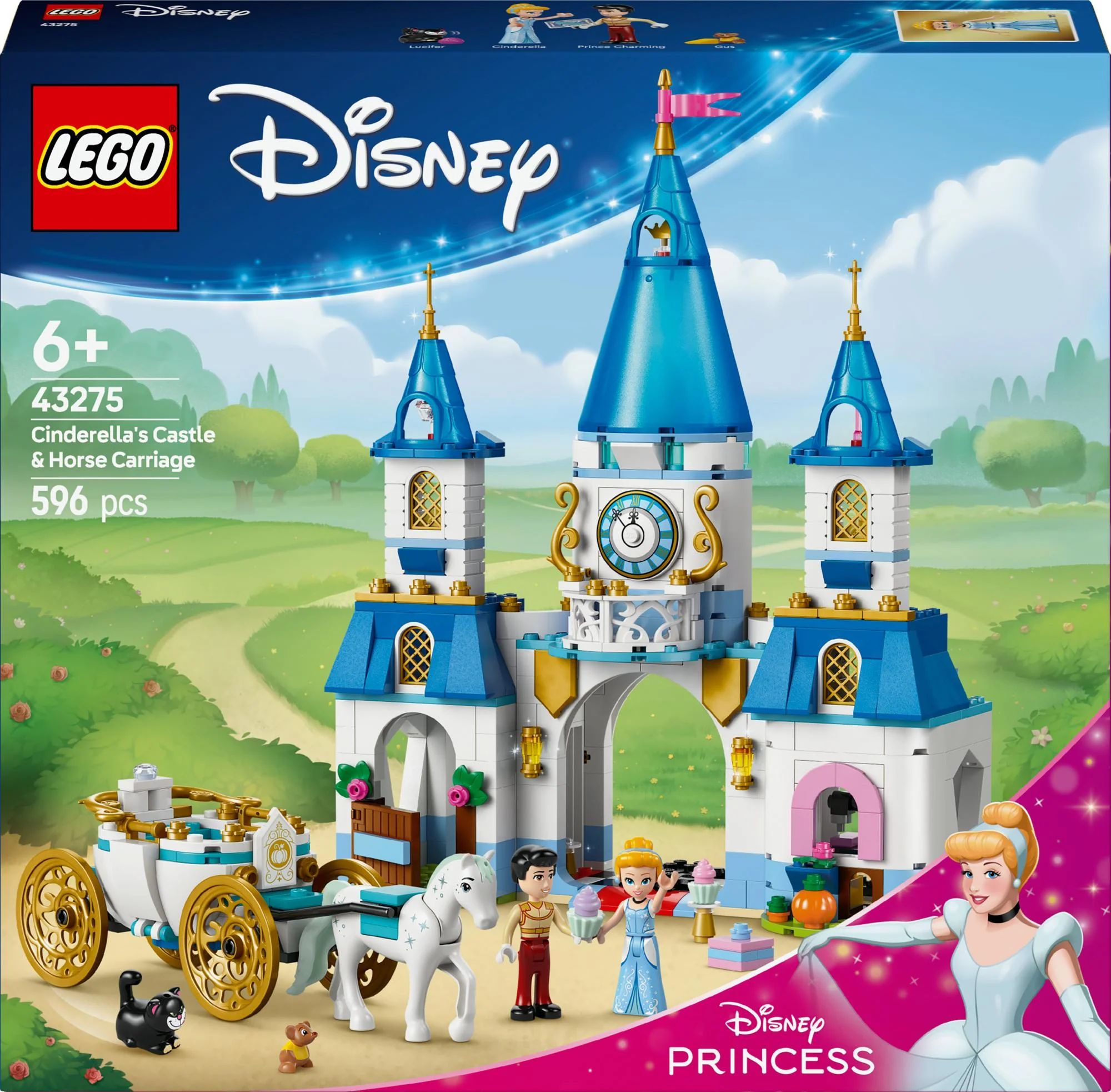 LEGO 43275 Disney Princess Cinderella's Castle and Horse-Drawn Carriage