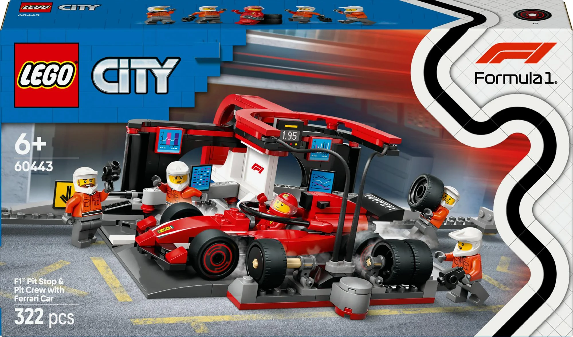 LEGO 60443 City F1 Pit Stop with Pit Crew and Ferrari Racer