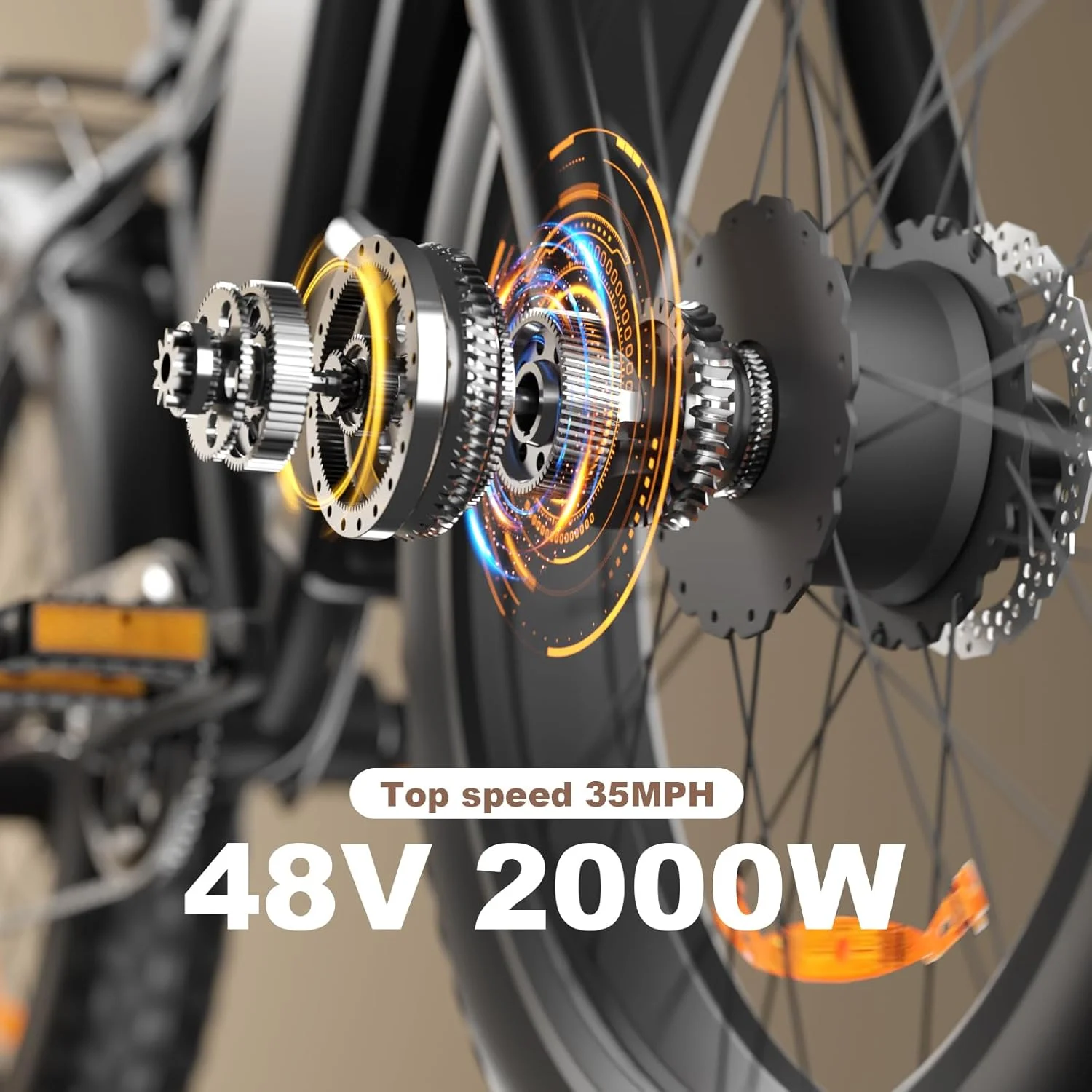 2000W Electric Bike for Adults 48V 22.4AH Ebikes 35MPH Mountain Ebike  26