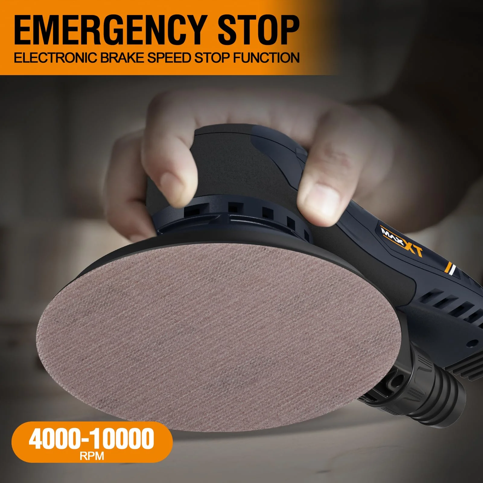 Electric 5mm Random Orbital Sander with Tool Case, Variable Speed Palm Sander with Brushless Motor, 5&6Inch Sanding Pads, Sanders for Woodworking, Primary Wood and Panel Processing