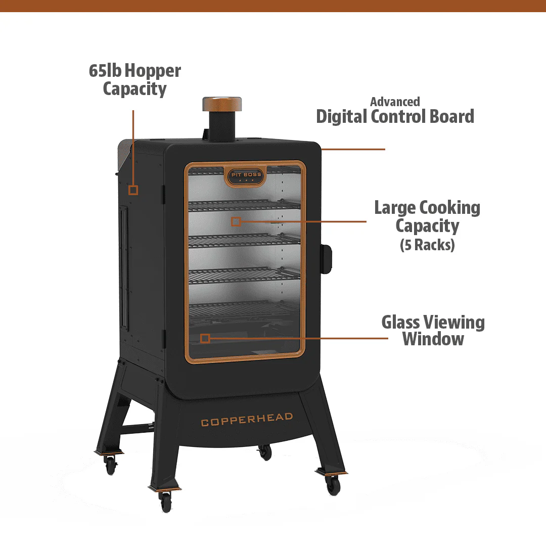 Pit Boss Copperhead 1300 Sq in Vertical Wood Pellet Smoker - Onyx Edition