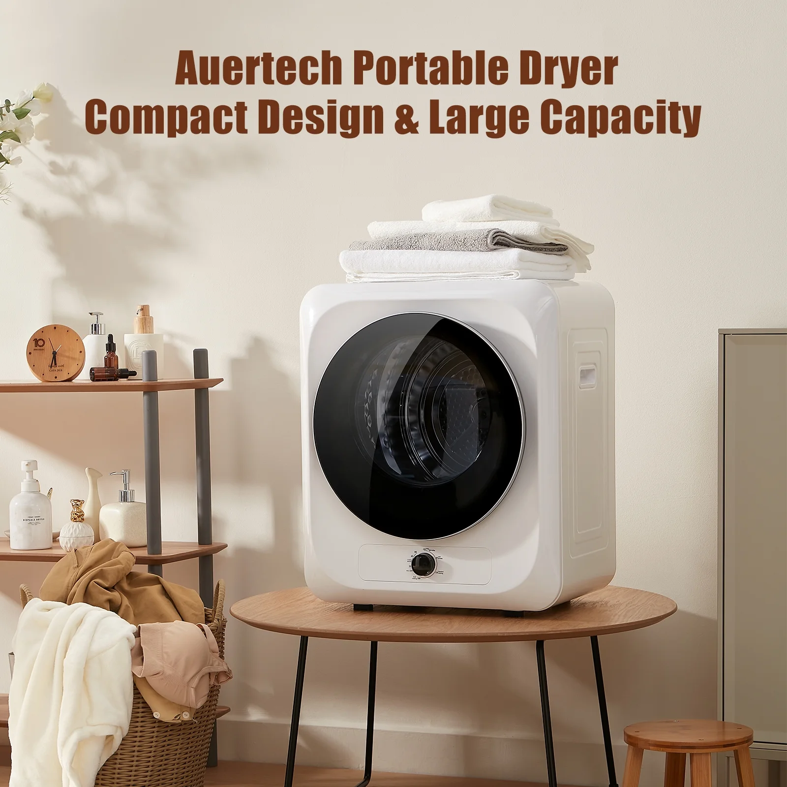 Auertech 850W, 1.6 Cu.ft. Portable Cloth Dryer Electric Compact Laundry Dryer, Stainless Steel Tub