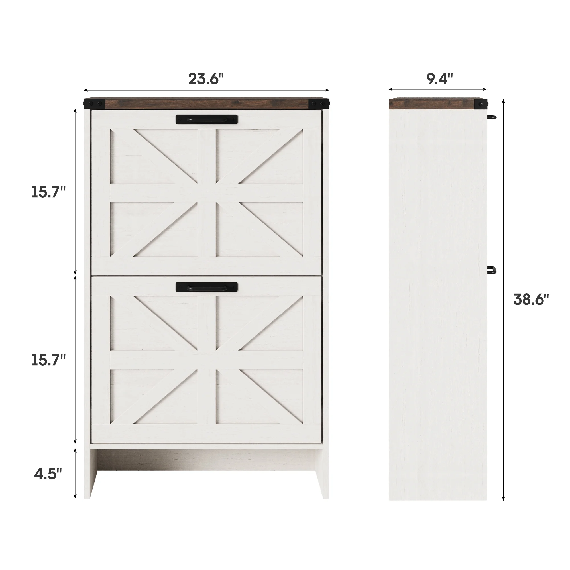 VEANERWOOD Shoes Storage Cabinet With Doors, Farmhouse Shoe Cabinet With 2 Flip Drawers For Entryway,Gray
