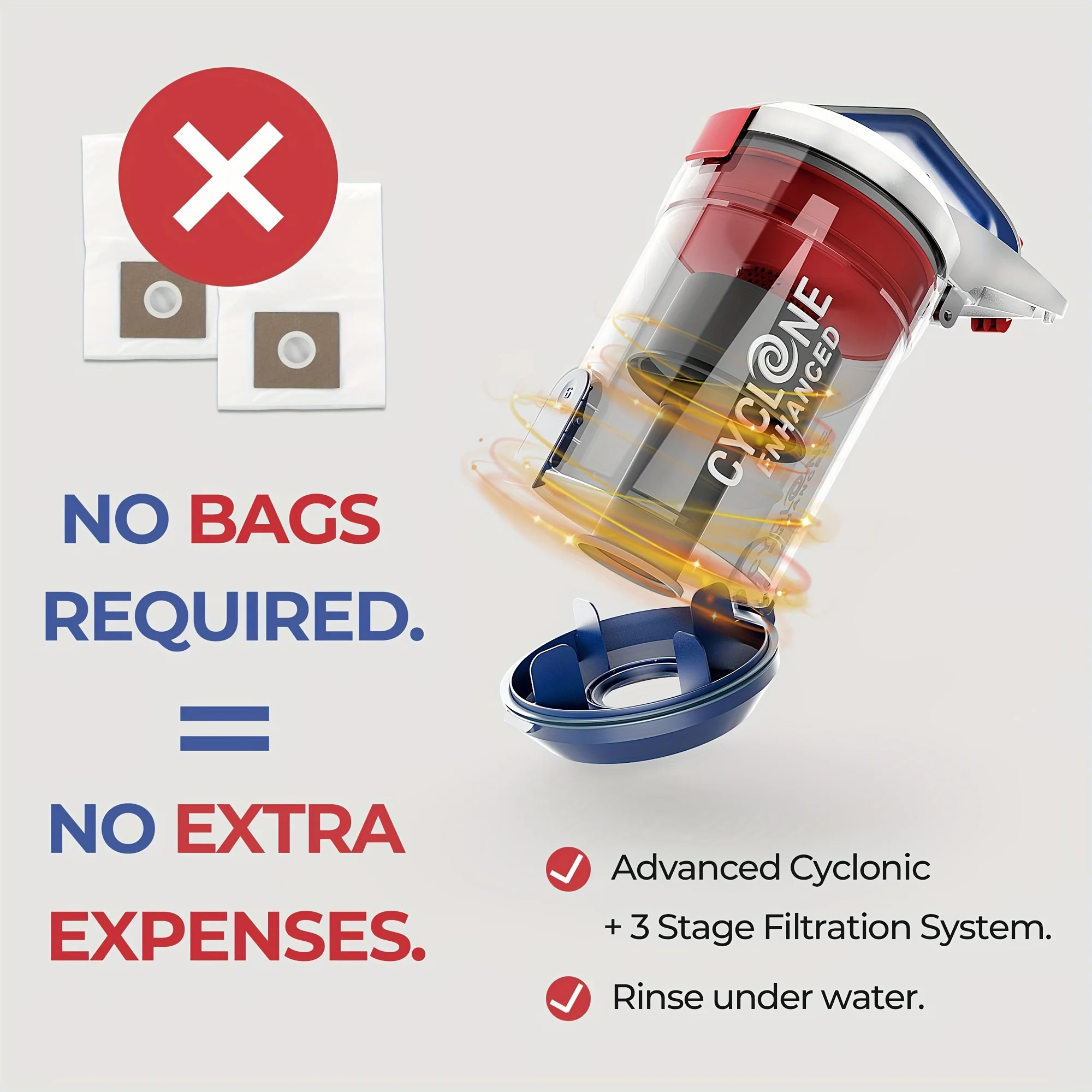 [HEPA Vacuum Cleaner] PINETAN Bagless Canister Vacuum Cleaner EasyPeasy, HEPA Filter, Auto Cord Rewind, Accessory Holder