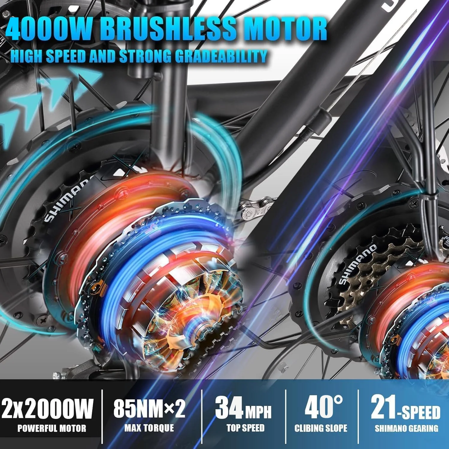 KETELES Electric Bike for Adults, Peak 4000W Dual Motor Ebike，26