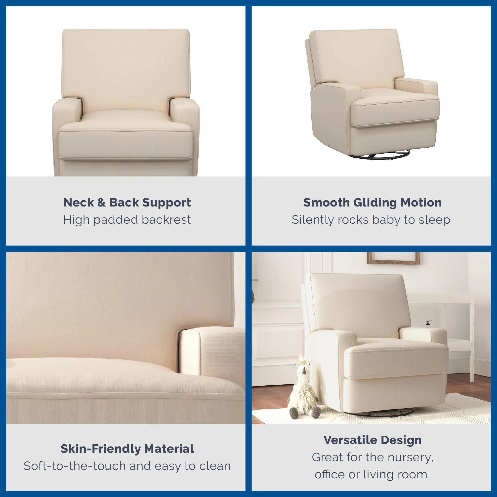 Baby Relax Rylan 4-in-1 Swivel Glider Rocker Recliner Chair