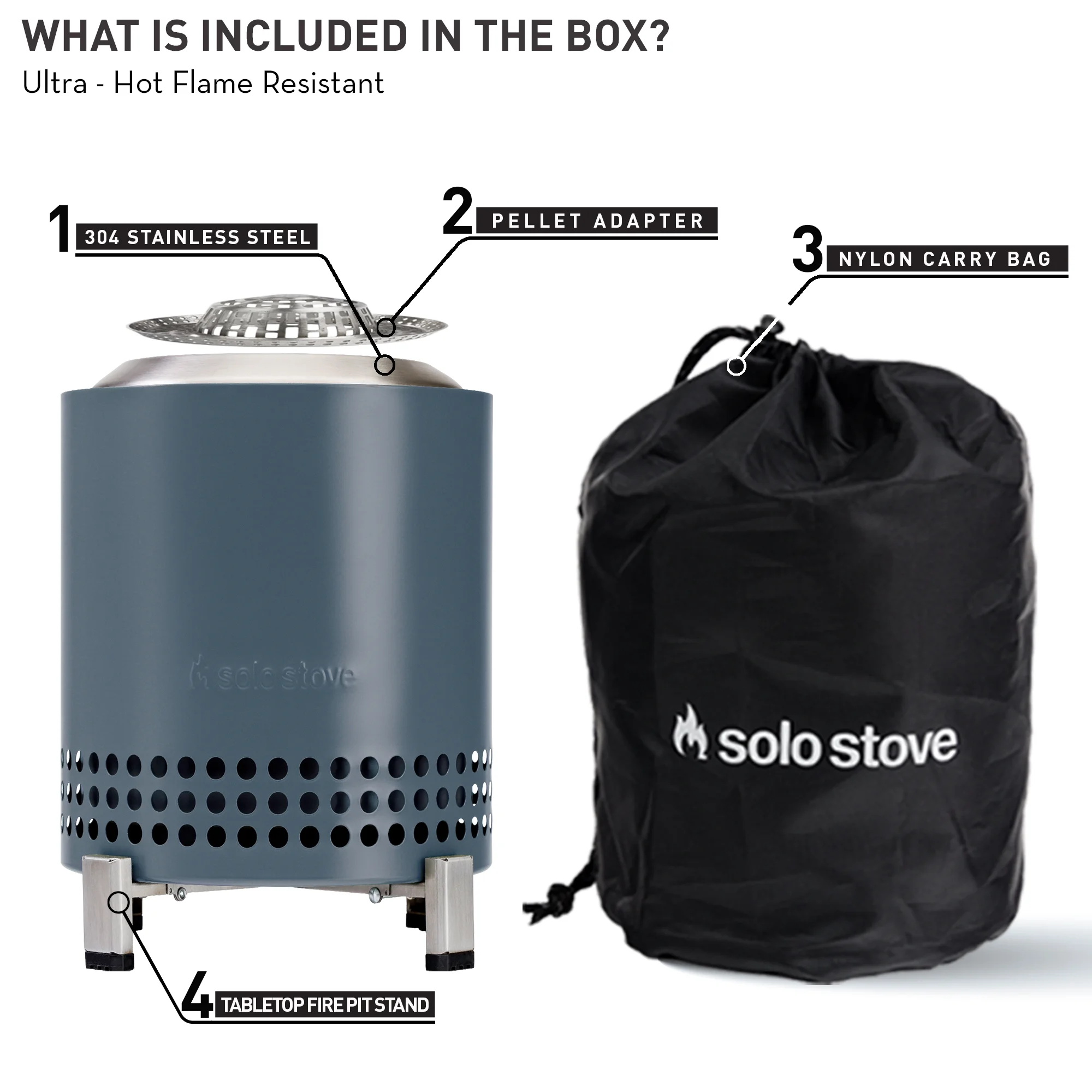 Solo Stove Mesa XL Tabletop Fire Pit with Stand | Low Smoke Outdoor Mini Fire for Urban & Suburbs | Fueled by Pellets or Wood, Stainless Steel, With Travel Bag, H: 8.6