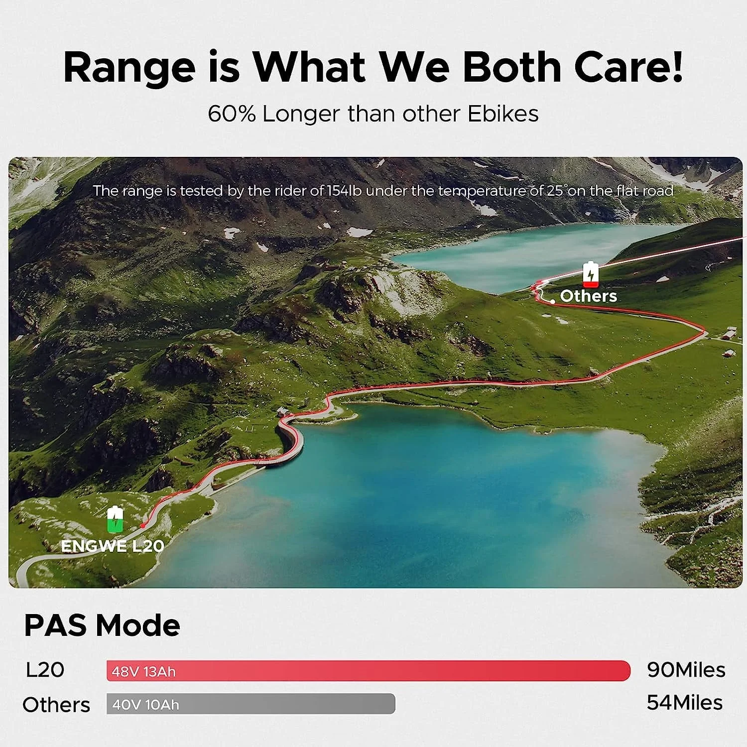 Engwe L20 Electric Bike for Adults,750W Motor 19.9MPH Fat Tire Mountain Bike with 48V 13AH Battery